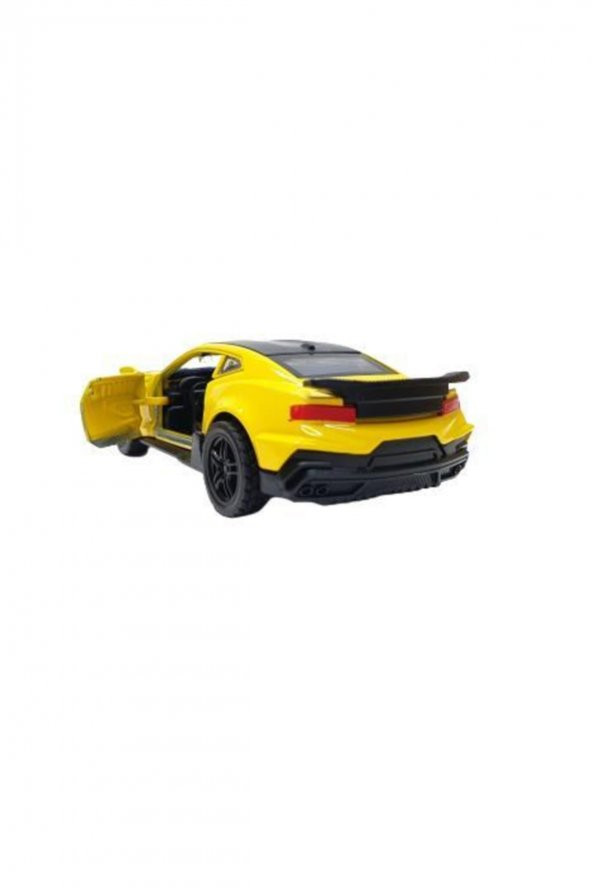 12 Cm Çek Bırak Oyuncak Metal Araba Kapıları Açılır Chevrolet Camaro ZL1 Sarı - 3