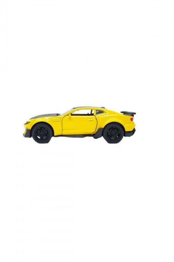 12 Cm Çek Bırak Oyuncak Metal Araba Kapıları Açılır Chevrolet Camaro ZL1 Sarı - 4