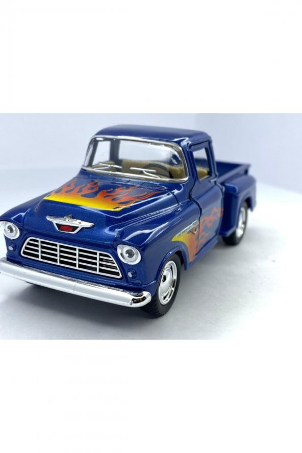 1955 Chevy Stepside Pick-up (alev Desenli)-çek Bırak 5inch. Lisanslı Model Araba, Oyuncak Araba 1:32