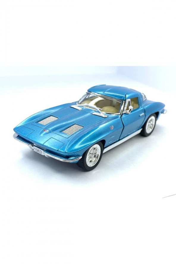 1963 Corvette Sting Ray - Çek Bırak 5inch. Lisanslı Model Araba, Oyuncak Araba 1:36