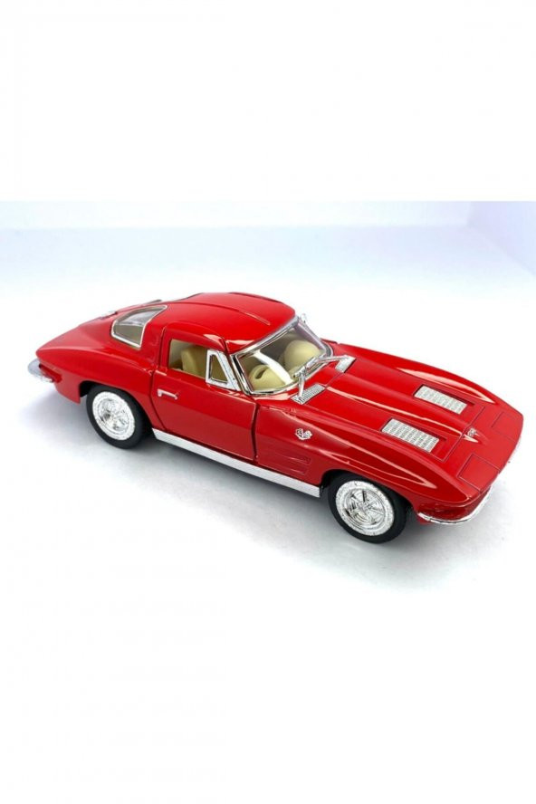 1963 Corvette Sting Ray - Çek Bırak 5inch. Lisanslı Model Araba, Oyuncak Araba 1:36