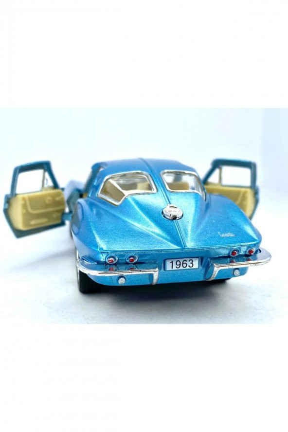 1963 Corvette Sting Ray - Çek Bırak 5inch. Lisanslı Model Araba, Oyuncak Araba 1:36 - 2