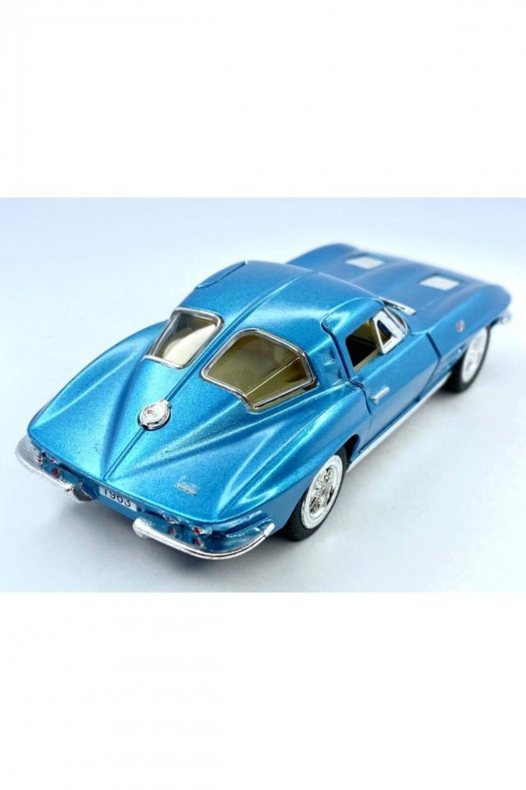 1963 Corvette Sting Ray - Çek Bırak 5inch. Lisanslı Model Araba, Oyuncak Araba 1:36 - 3