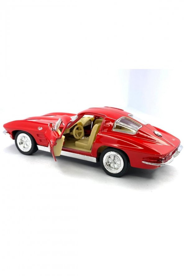1963 Corvette Sting Ray - Çek Bırak 5inch. Lisanslı Model Araba, Oyuncak Araba 1:36 - 2