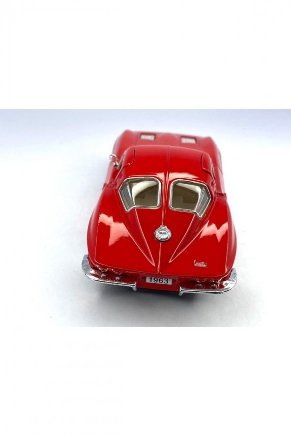 1963 Corvette Sting Ray - Çek Bırak 5inch. Lisanslı Model Araba, Oyuncak Araba 1:36 - 4