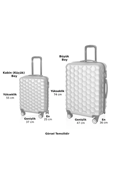 Polo&Sky Petek Model Pembe Renk 2'li Valiz Seti (Küçük+Büyük) - 4