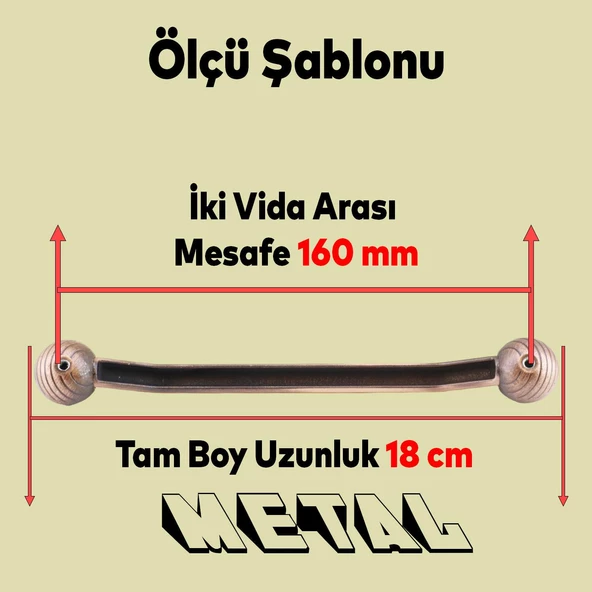 Topuz Eskitme Antik Bakır 160 mm Metal Mobilya Mutfak Çekmece Dolap Dolabı Kulpu Kulbu Kulpları - 3