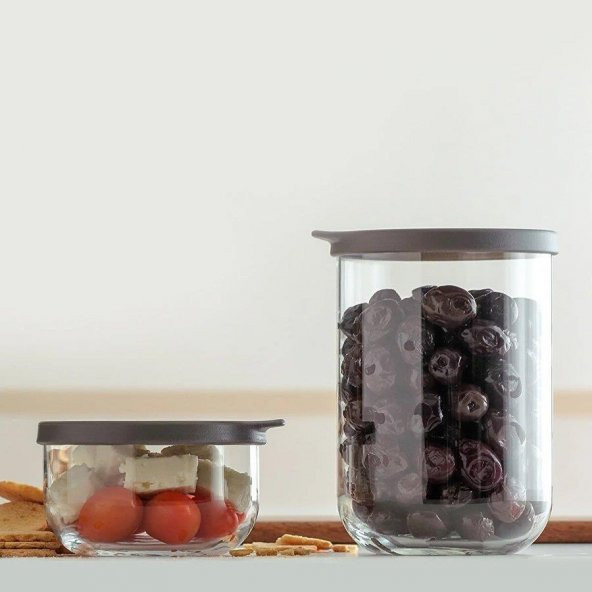Lav duo saklama kabı 12 li - cam kavanoz erzak saklama kabı seti takımı gri 3 boy - Resim 4