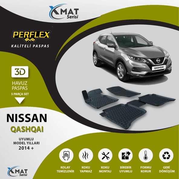 Perflex Paspas 3D Havuzlu X-Mat Nissan Qashqai 2014+ ürün görseli 1