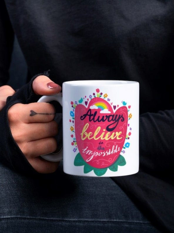 Renkli Motivasyon Özel Tasarım Baskılı Kupa Bardak Hediye Çay-Kahve Bardağı