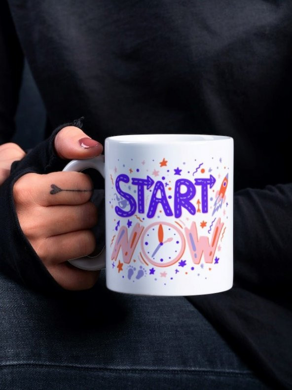 Renkli Motivasyon Özel Tasarım Baskılı Kupa Bardak Hediye Çay-Kahve Bardağı