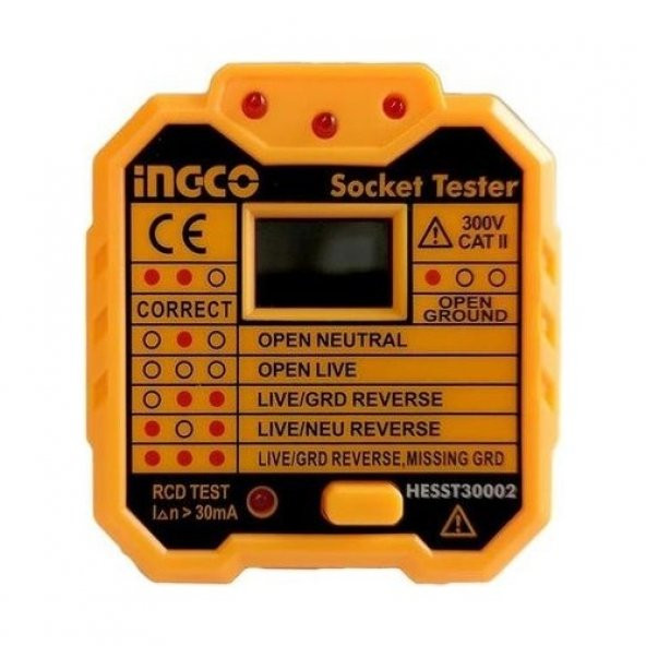 Ingco Soket Test Cihazı 300V Cat Iı Hesst30002