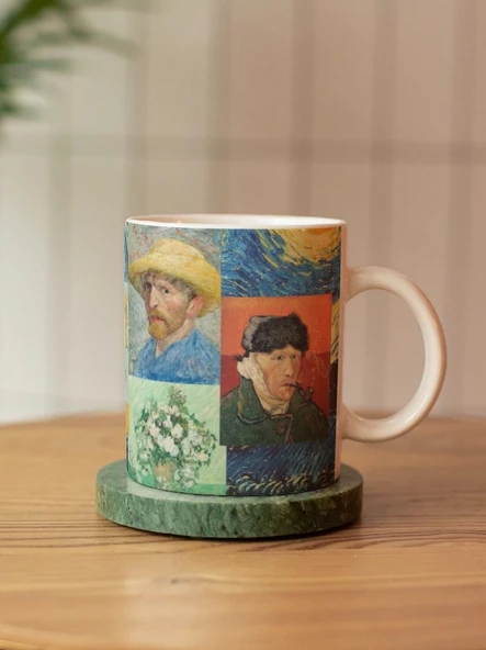Van Gogh Temalı Özel Tasarım Çift Taraf Baskılı Kupa Bardak-Çay Kahve Bardağı Hediye