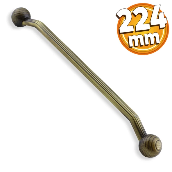 Topuz Eskitme Antik Sarı (224 mm-22.4 cm) Metal Mobilya Mutfak Çekmece Dolap Kulpu Kulbu Kulpları