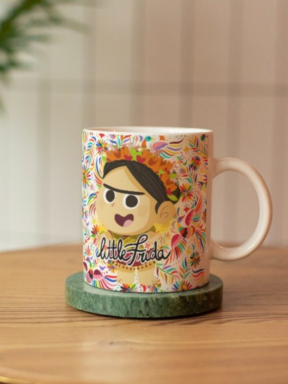 Frida Kahlo Temalı Özel Tasarım Çift Taraf Baskılı Kupa Bardak-Çay Kahve Bardağı Hediye