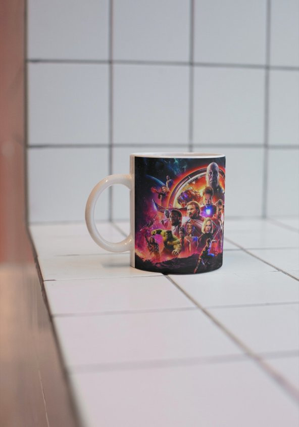 Avengers Temalı Özel Tasarım Çift Taraf Baskılı Kupa Bardak-Çay Kahve Bardağı Hediye - 3