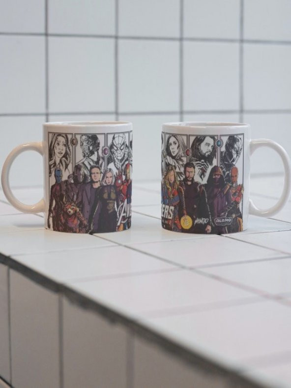Avengers Temalı Özel Tasarım Çift Taraf Baskılı Kupa Bardak-Çay Kahve Bardağı Hediye