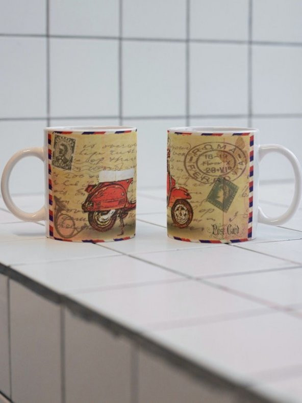 Retro Vintage Eski Zamanlar Özel Tasarım Baskılı Kupa Bardak-Çay Kahve Bardağı Hediye