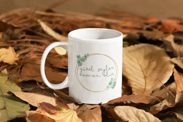 Motivasyon Temalı Özel Tasarım Baskılı Kupa Bardak 001 -Güzel Şeyler Zaman Alır- - Resim 3