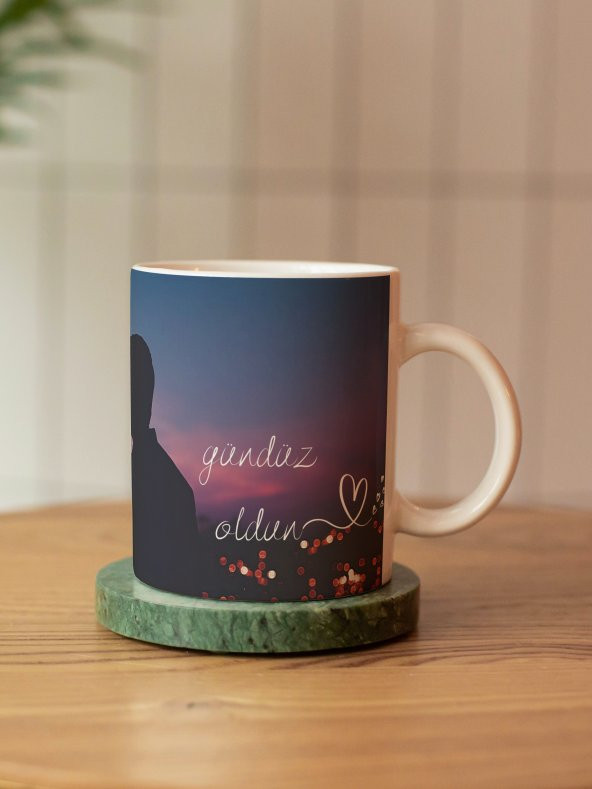 Sevgili Romantik Özel Tasarım Sevgili Hediye Çift Taraf Baskılı Kupa Bardak-Sevgililer Günü Hediyesi ürün görseli