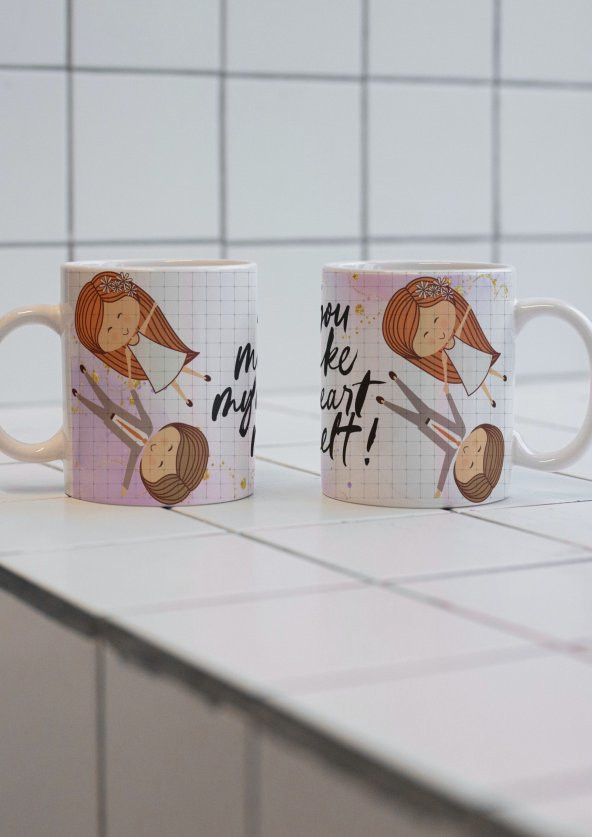 Sevgili Romantik Özel Tasarım Sevgili Hediye Çift Taraf Baskılı Kupa Bardak-Sevgililer Günü Hediyesi - Resim 4