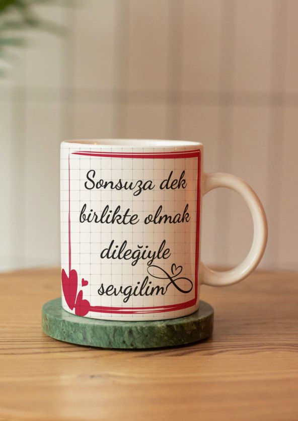 Sevgili Romantik Özel Tasarım Sevgili Hediye Çift Taraf Baskılı Kupa Bardak-Sevgililer Günü Hediyesi