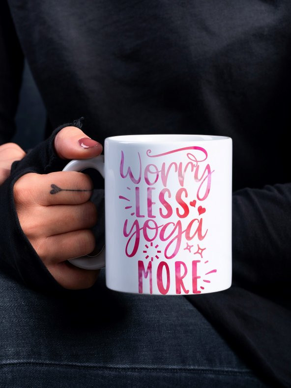 Yoga Temalı Özel Tasarım Eğlenceli Baskılı Kupa Bardak- Hediye Kahve Bardağı