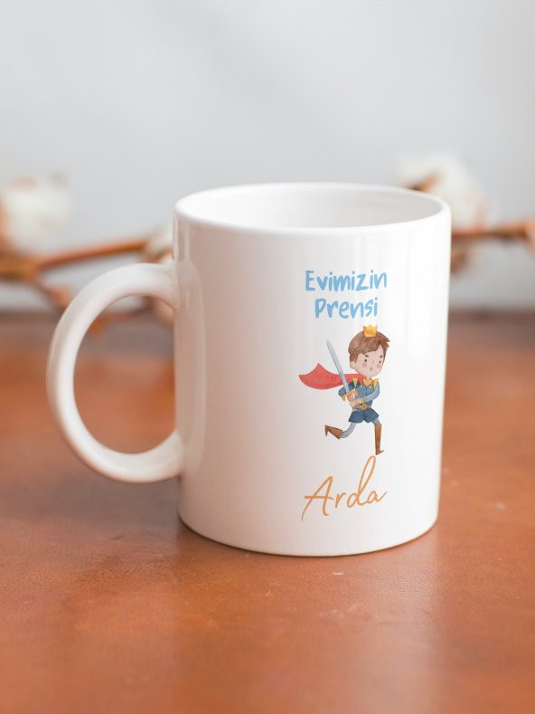 Evimizin Prensi Kişiye Özel İsim Yazılı Yazılı Özel Tasarım Baskılı Kupa Bardak Erkek Çocuğu Kupa - Resim 2