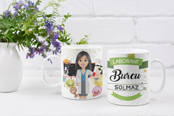 Kişiye Özel İsim Yazılı Laborant Özel Baskı Meslek Kupa Bardak