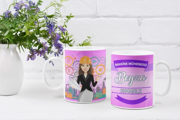Kişiye Özel İsim Yazılı Makine Mühendisi Özel Baskı Meslek Kupa Bardak ürün görseli