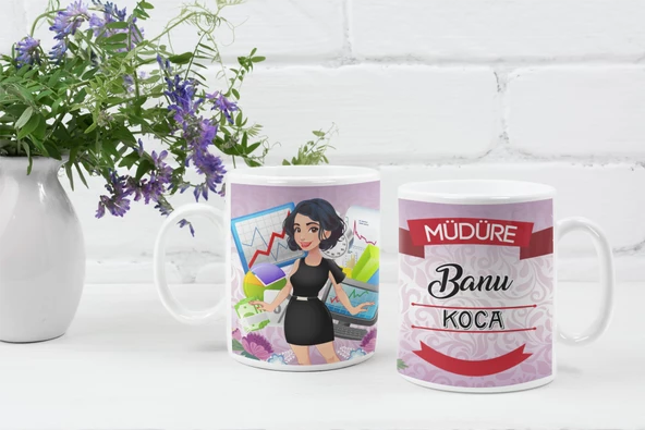 Kişiye Özel İsim Yazılı Müdüre Özel Baskı Meslek Kupa Bardak