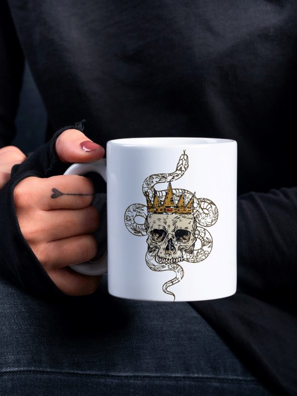 Ölü Kral Dead King Özel Tasarım Baskılı Kupa Bardak Kafatası İskelet Hediye Çay Kahve Bardağı
