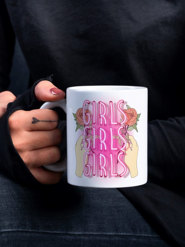 Girl Power Özel Tasarım Baskılı Kupa Bardak Hediye Kupa Bardak Çay-Kahve Bardağı