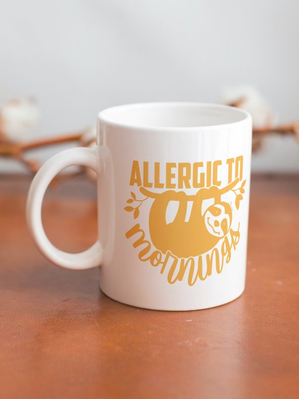 Pandalı Allergic to Mornings Yazılı Eğlenceli Özel Tasarım Baskılı Kupa Bardak Hediye Kahve Bardağı - 2