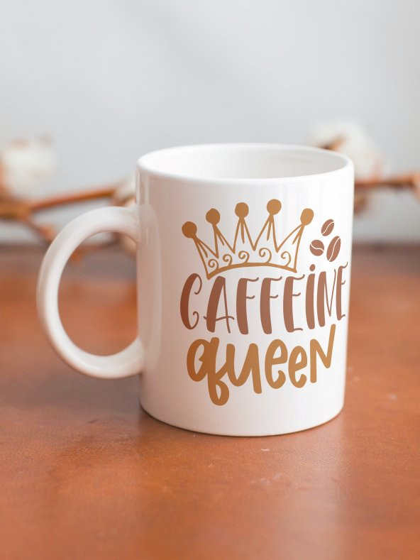 Caffeine Queen Yazılı Kahve Temalı Eğlenceli Özel Tasarım Baskılı Kupa Bardak Hediye Kahve Bardağı - 2
