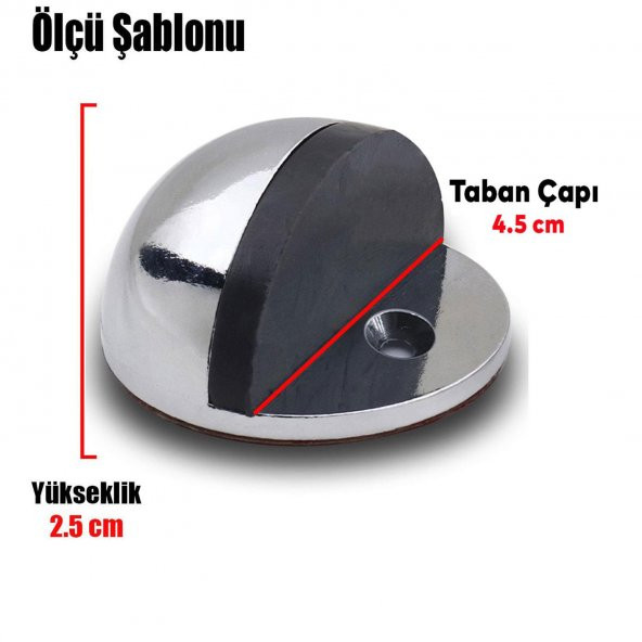 Kapı Stoperi Tamponu Vidalı Metal Kapı Stopu Çarpma Önleyici Krom - Resim 2