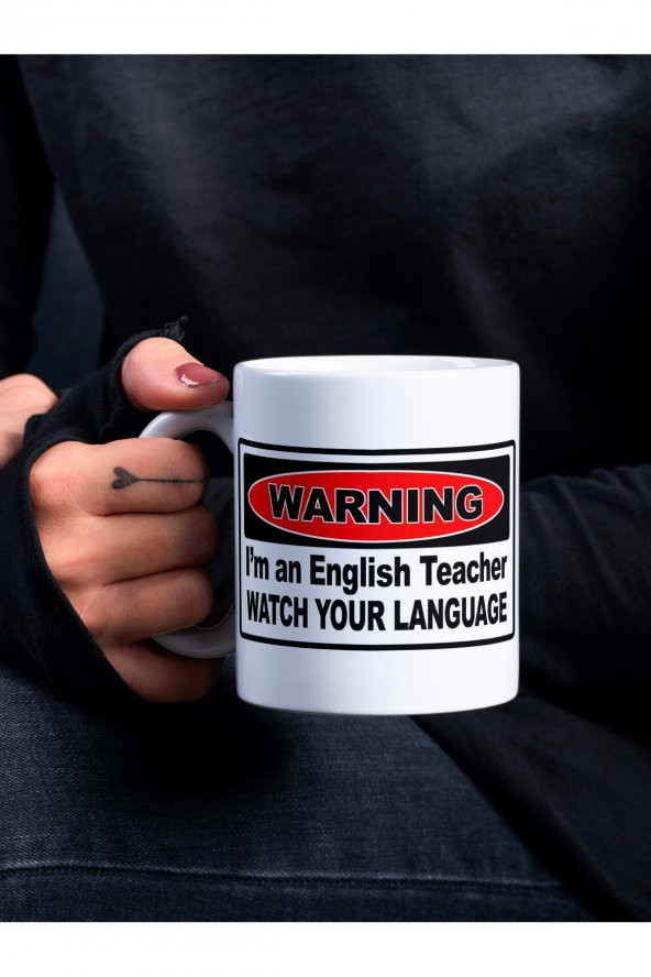İngilizce Öğretmeni Özel Tasarım Baskılı Kupa Bardak Kahve Bardağı-Öğretmenler Günü Hediyesi