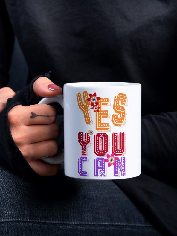 Renkli Motivasyon Özel Tasarım Baskılı Kupa Bardak Hediye Çay-Kahve Bardağı