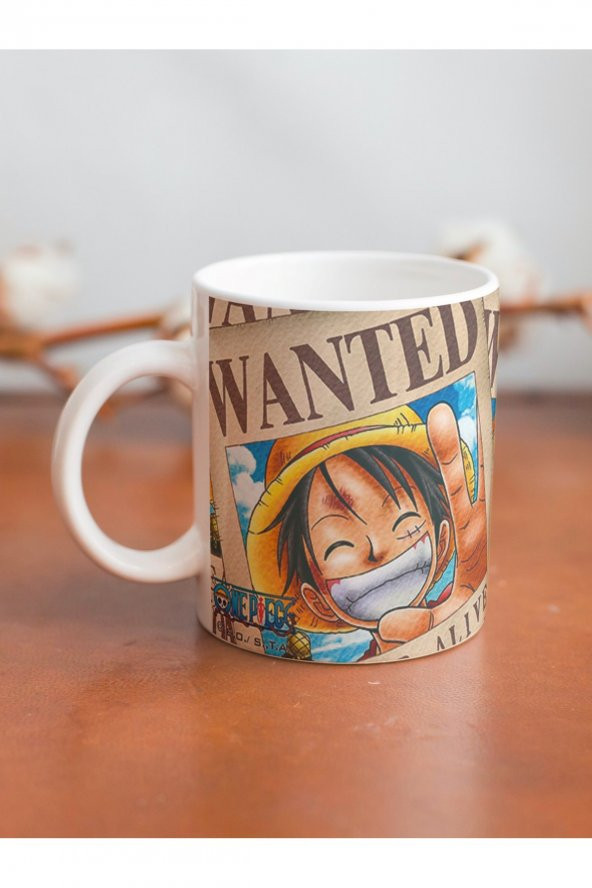 Anime Wanted Luffy Özel Tasarım Baskılı Kupa Bardak Hediye Kupa Bardak Çay-Kahve Bardağı