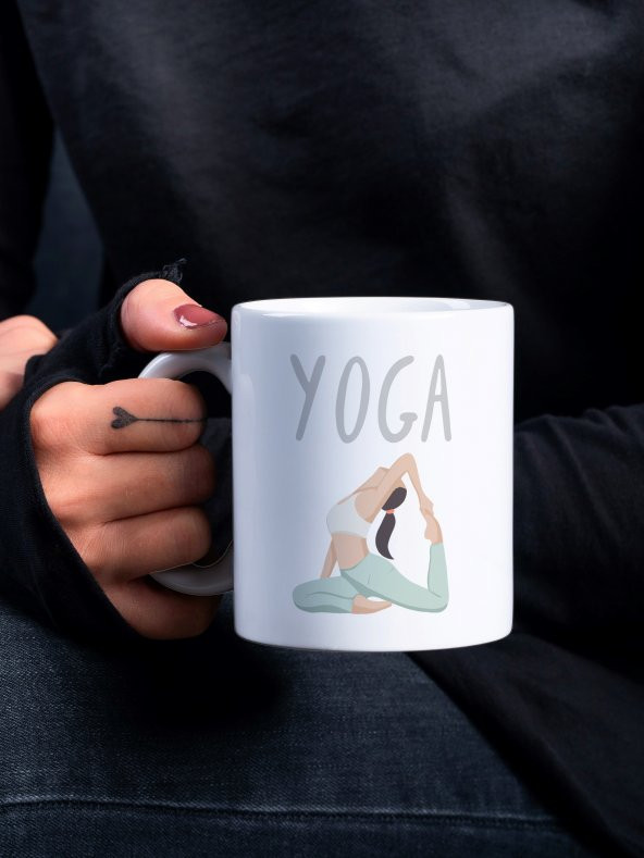 Yoga Temalı Özel Tasarım Eğlenceli Baskılı Kupa Bardak- Hediye Kahve Bardağı ürün görseli 1
