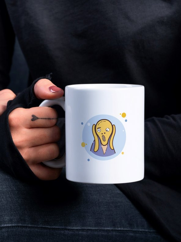 Çığlık Özel Tasarım Baskılı Kupa Bardak Edvard Munch- Hediye Kahve Bardağı