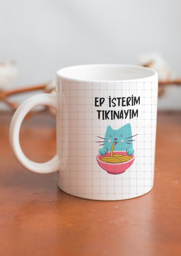 Kedili Ep İsterim Tıkınayım Yazılı Trakya Özel Tasarım Baskılı Kupa Bardak-Kahve Bardağı Hediye - 2
