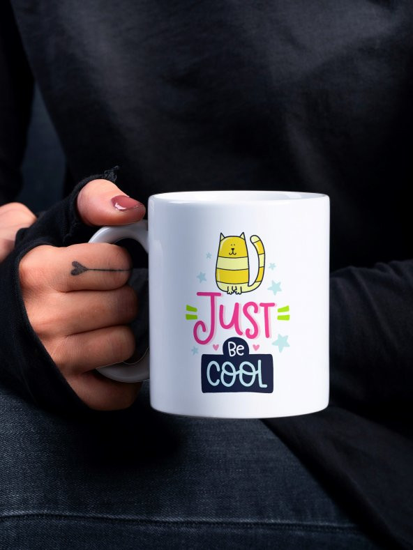 Renkli Lettering Serisi Just Be Cool Özel Tasarım Kupa Bardak Eğlenceli Kupa Bardak Kahve Bardağı