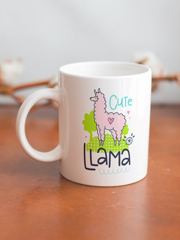 Renkli Lettering Serisi Cute Lama Özel Tasarım Baskılı Kupa Bardak Eğlenceli Kupa Kahve Bardağı - 2