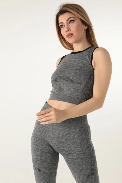 Miorre Seamless Kadın Kalın Askılı Crop - 12