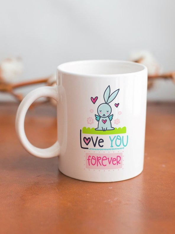 Renkli Lettering Serisi Love You Forever Özel Tasarım Baskılı Kupa Bardak Eğlenceli Kahve Bardağı - 2
