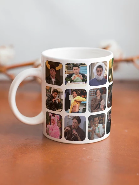 Friends Joey-Ross-Chandler Karma Sahneler Baskılı Kupa Bardak-Doğum Günü Hediye Kahve Bardağı - 3