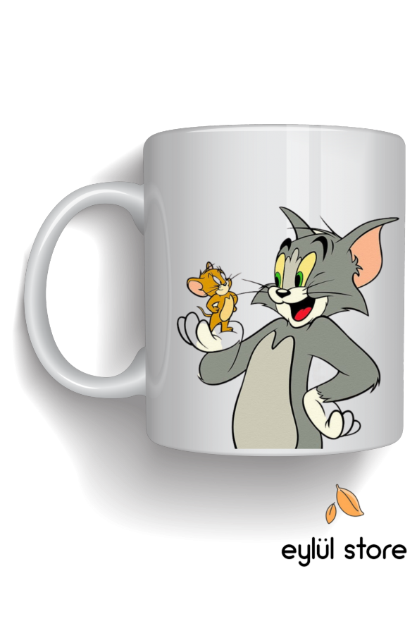 Tom ve Jerry Temalı Özel Tasarım Baskılı Kupa Bardak Çay Kahve Bardağı