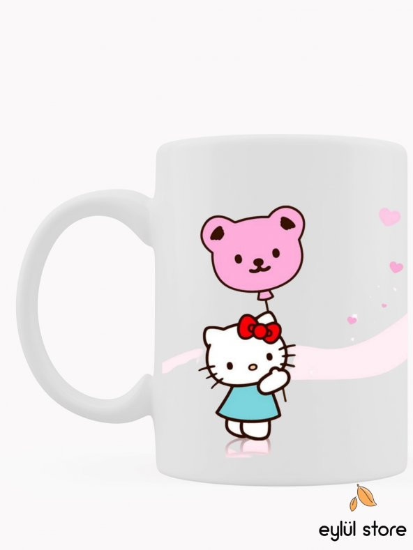 Hello Kitty Temalı Özel Tasarım Baskılı Kupa Bardak Çay Kahve Bardağı