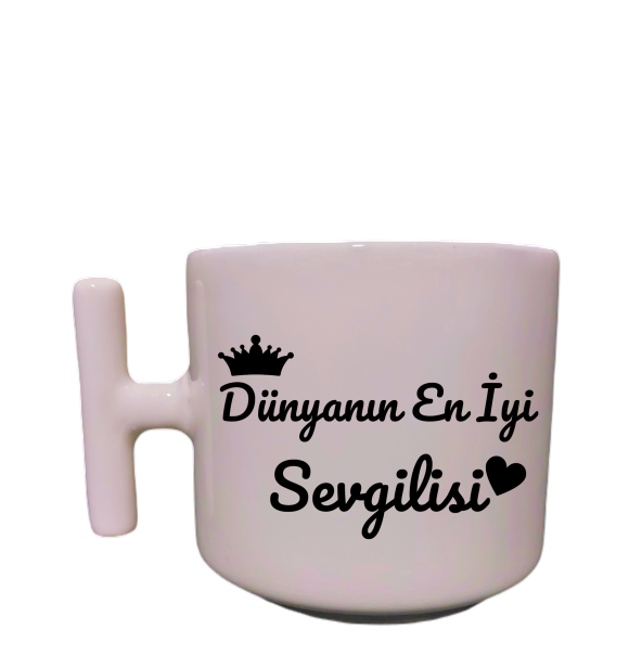 Krem Rengi T Saplı Sevgili-Eş ÖzelTasarım KupaBardak Latte Bardağı-Sevgililer Günü Doğum Günü Hediye